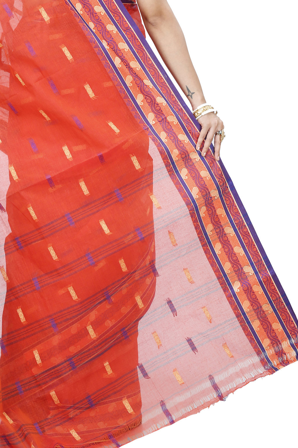 Orange Pure Cotton Gayatri Tant Saree (941)